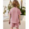 Arshiner Toddler Boys 2 Piece Set Short Sleeve Button Down Shirt and Shorts Vacation Texture Outfits with Pocket 2-8 Years(Light Pink)