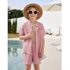 Arshiner Toddler Boys 2 Piece Set Short Sleeve Button Down Shirt and Shorts Vacation Texture Outfits with Pocket 2-8 Years(Light Pink)