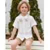 Arshiner Toddler Boys 2 Piece Set Short Sleeve Button Down Shirt and Shorts Vacation Texture Outfits with Pocket 2-8 Years(White & Khaki)