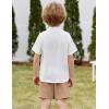 Arshiner Toddler Boys 2 Piece Set Short Sleeve Button Down Shirt and Shorts Vacation Texture Outfits with Pocket 2-8 Years(White & Khaki)