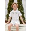 Arshiner Toddler Boys 2 Piece Set Short Sleeve Button Down Shirt and Shorts Vacation Texture Outfits with Pocket 2-8 Years(White)