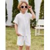 Arshiner Toddler Boys 2 Piece Set Short Sleeve Button Down Shirt and Shorts Vacation Texture Outfits with Pocket 2-8 Years(White)