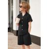 Arshiner Toddler Boys 2 Piece Summer Outfits Waffle Knit Short Sleeve Button Down Shirt & Casual Shorts Sets Size 2-7(Black)