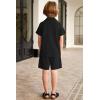 Arshiner Toddler Boys 2 Piece Summer Outfits Waffle Knit Short Sleeve Button Down Shirt & Casual Shorts Sets Size 2-7(Black)