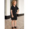 Arshiner Toddler Boys 2 Piece Summer Outfits Waffle Knit Short Sleeve Button Down Shirt & Casual Shorts Sets Size 2-7(Black)