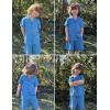 Arshiner Toddler Boys 2 Piece Summer Outfits Waffle Knit Short Sleeve Button Down Shirt & Casual Shorts Sets Size 2-7(Blue)
