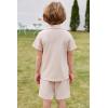 Arshiner Toddler Boys 2 Piece Summer Outfits Waffle Knit Short Sleeve Button Down Shirt & Casual Shorts Sets Size 2-7(Champagne)