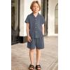 Arshiner Toddler Boys 2 Piece Summer Outfits Waffle Knit Short Sleeve Button Down Shirt & Casual Shorts Sets Size 2-7(Deep Grey)