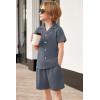 Arshiner Toddler Boys 2 Piece Summer Outfits Waffle Knit Short Sleeve Button Down Shirt & Casual Shorts Sets Size 2-7(Deep Grey)