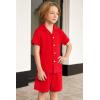 Arshiner Toddler Boys 2 Piece Summer Outfits Waffle Knit Short Sleeve Button Down Shirt & Casual Shorts Sets Size 2-7(Red)