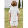 Arshiner Toddler Boys 2 Piece Summer Outfits Waffle Knit Short Sleeve Button Down Shirt & Casual Shorts Sets Size 2-7(White)