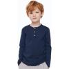 Arshiner Toddler Boys 3 Pack Long-Sleeve Henley T-Shirts Casual Cotton Graphic Shirt for 2-9 Years(Royal Blue/White/Navy)