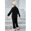 Arshiner Toddler Boys Letter Embroidery Half Zip Sweatshirt & Pants Set Fuzzy Fleece Fall Winter Outfits 2~6 Years(Black)