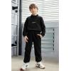 Arshiner Toddler Boys Letter Embroidery Half Zip Sweatshirt & Pants Set Fuzzy Fleece Fall Winter Outfits 2~6 Years(Black)