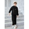 Arshiner Toddler Boys Letter Embroidery Half Zip Sweatshirt & Pants Set Fuzzy Fleece Fall Winter Outfits 2~6 Years(Black)