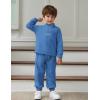 Arshiner Toddler Boys Letter Embroidery Half Zip Sweatshirt & Pants Set Fuzzy Fleece Fall Winter Outfits 2~6 Years(Blue)