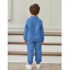 Arshiner Toddler Boys Letter Embroidery Half Zip Sweatshirt & Pants Set Fuzzy Fleece Fall Winter Outfits 2~6 Years(Blue)