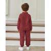 Arshiner Toddler Boys Letter Embroidery Half Zip Sweatshirt & Pants Set Fuzzy Fleece Fall Winter Outfits 2~6 Years(Burgundy)