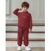 Arshiner Toddler Boys Letter Embroidery Half Zip Sweatshirt & Pants Set Fuzzy Fleece Fall Winter Outfits 2~6 Years(Burgundy)