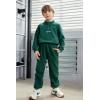 Arshiner Toddler Boys Letter Embroidery Half Zip Sweatshirt & Pants Set Fuzzy Fleece Fall Winter Outfits 2~6 Years(Green)