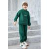 Arshiner Toddler Boys Letter Embroidery Half Zip Sweatshirt & Pants Set Fuzzy Fleece Fall Winter Outfits 2~6 Years(Green)