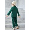 Arshiner Toddler Boys Letter Embroidery Half Zip Sweatshirt & Pants Set Fuzzy Fleece Fall Winter Outfits 2~6 Years(Green)