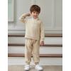 Arshiner Toddler Boys Letter Embroidery Half Zip Sweatshirt & Pants Set Fuzzy Fleece Fall Winter Outfits 2~6 Years(Khaki)