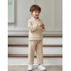 Arshiner Toddler Boys Letter Embroidery Half Zip Sweatshirt & Pants Set Fuzzy Fleece Fall Winter Outfits 2~6 Years(Khaki)