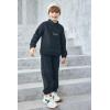 Arshiner Toddler Boys Letter Embroidery Half Zip Sweatshirt & Pants Set Fuzzy Fleece Fall Winter Outfits 2~6 Years(Navy Blue)