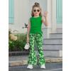 Arshiner Toddler Girl Clothes 2 Piece Outfits Side Adjustable Drawstrings Tank Tops and Flare Leggings Pant Set(Green Shamrock)