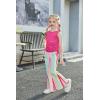 Arshiner Toddler Girl Clothes 2 Piece Outfits Side Adjustable Drawstrings Tank Tops and Flare Leggings Pant Set(Hot Pink Strips)