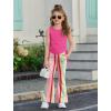 Arshiner Toddler Girl Clothes 2 Piece Outfits Side Adjustable Drawstrings Tank Tops and Flare Leggings Pant Set(Hot Pink Strips)