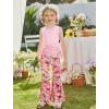 Arshiner Toddler Girl Clothes 2 Piece Outfits Side Adjustable Drawstrings Tank Tops and Flare Leggings Pant Set(Pink Floral)