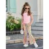 Arshiner Toddler Girl Clothes 2 Piece Outfits Side Adjustable Drawstrings Tank Tops and Flare Leggings Pant Set(Pink Stripe)