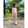 Arshiner Toddler Girl Clothes 2 Piece Outfits Side Adjustable Drawstrings Tank Tops and Flare Leggings Pant Set(Pink Stripe)