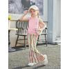 Arshiner Toddler Girl Clothes 2 Piece Outfits Side Adjustable Drawstrings Tank Tops and Flare Leggings Pant Set(Pink Stripe)