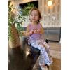 Arshiner Toddler Girl Clothes 2 Piece Outfits Side Adjustable Drawstrings Tank Tops and Flare Leggings Pant Set(Purple Butterfly)