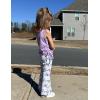 Arshiner Toddler Girl Clothes 2 Piece Outfits Side Adjustable Drawstrings Tank Tops and Flare Leggings Pant Set(Purple Butterfly)