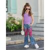 Arshiner Toddler Girl Clothes 2 Piece Outfits Side Adjustable Drawstrings Tank Tops and Flare Leggings Pant Set(Purple Leopard)