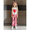 Arshiner Toddler Girl Clothes 2 Piece Outfits Side Adjustable Drawstrings Tank Tops and Flare Leggings Pant Set(Red Heart)