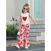 Arshiner Toddler Girl Clothes 2 Piece Outfits Side Adjustable Drawstrings Tank Tops and Flare Leggings Pant Set(Red Heart)