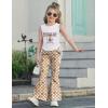 Arshiner Toddler Girl Clothes 2 Piece Outfits Side Adjustable Drawstrings Tank Tops and Flare Leggings Pant Set(White Brown)