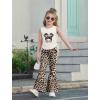 Arshiner Toddler Girl Clothes 2 Piece Outfits Side Adjustable Drawstrings Tank Tops and Flare Leggings Pant Set(White Leopard)