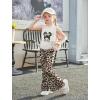 Arshiner Toddler Girl Clothes 2 Piece Outfits Side Adjustable Drawstrings Tank Tops and Flare Leggings Pant Set(White Leopard)