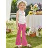 Arshiner Toddler Girl Clothes 2 Piece Outfits Side Adjustable Drawstrings Tank Tops and Flare Leggings Pant Set(White Rose Red)