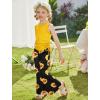 Arshiner Toddler Girl Clothes 2 Piece Outfits Side Adjustable Drawstrings Tank Tops and Flare Leggings Pant Set(Yellow Sunflower)