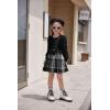 Arshiner Toddler Girl Skirt Set 2Pcs Outfits Puff Sleeve Knit Tops and Flared Mini Skirts with Bowknot Kids Cute Clothes 1-6(Black&white Plaid)