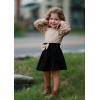 Arshiner Toddler Girl Skirt Set 2Pcs Outfits Puff Sleeve Knit Tops and Flared Mini Skirts with Bowknot Kids Cute Clothes 1-6(Brown&black)