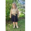 Arshiner Toddler Girl Skirt Set 2Pcs Outfits Puff Sleeve Knit Tops and Flared Mini Skirts with Bowknot Kids Cute Clothes 1-6(Brown&black)