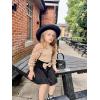 Arshiner Toddler Girl Skirt Set 2Pcs Outfits Puff Sleeve Knit Tops and Flared Mini Skirts with Bowknot Kids Cute Clothes 1-6(Brown&black)